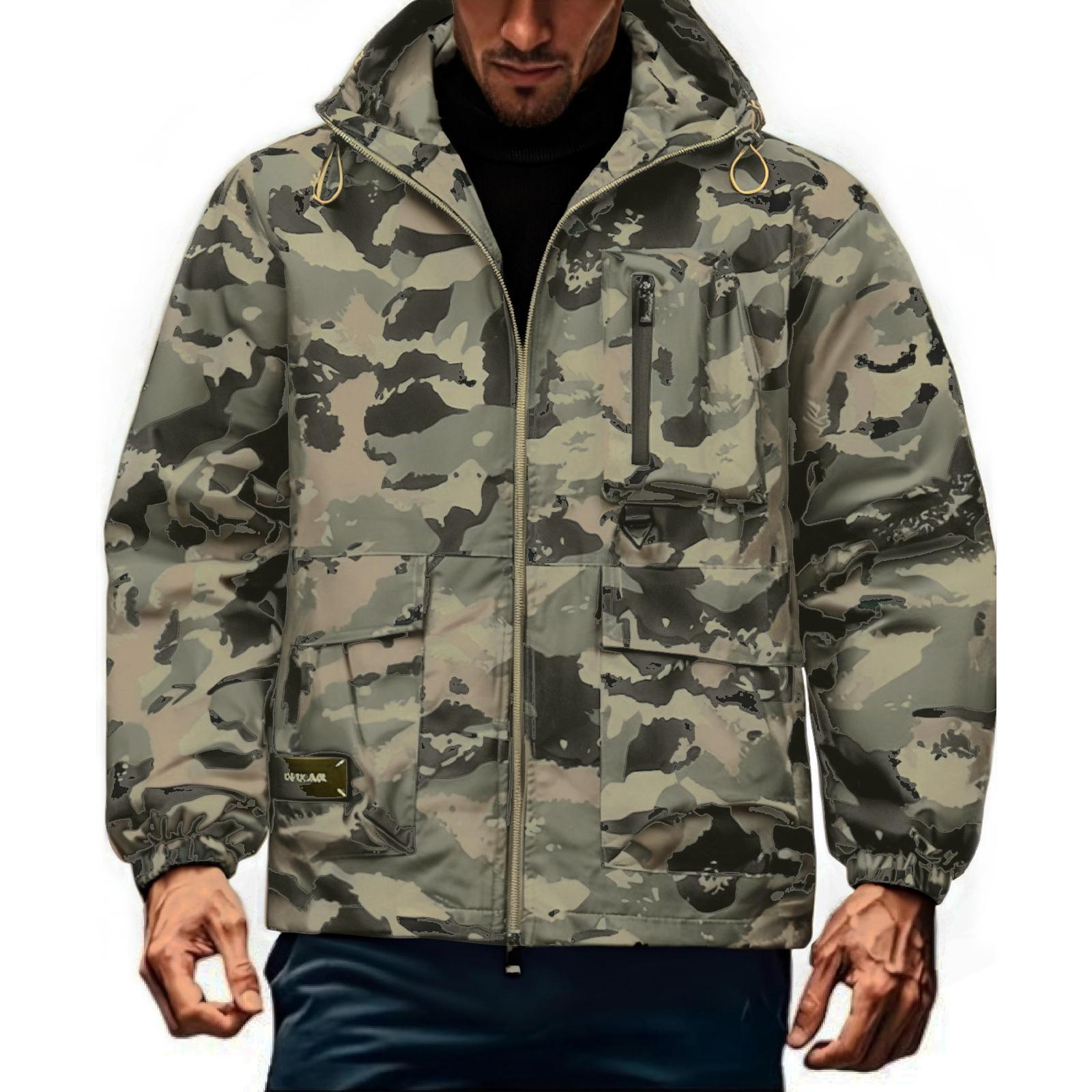 

Мужская камуфляжная куртка с капюшоном, Модная водонепроницаемая куртка L