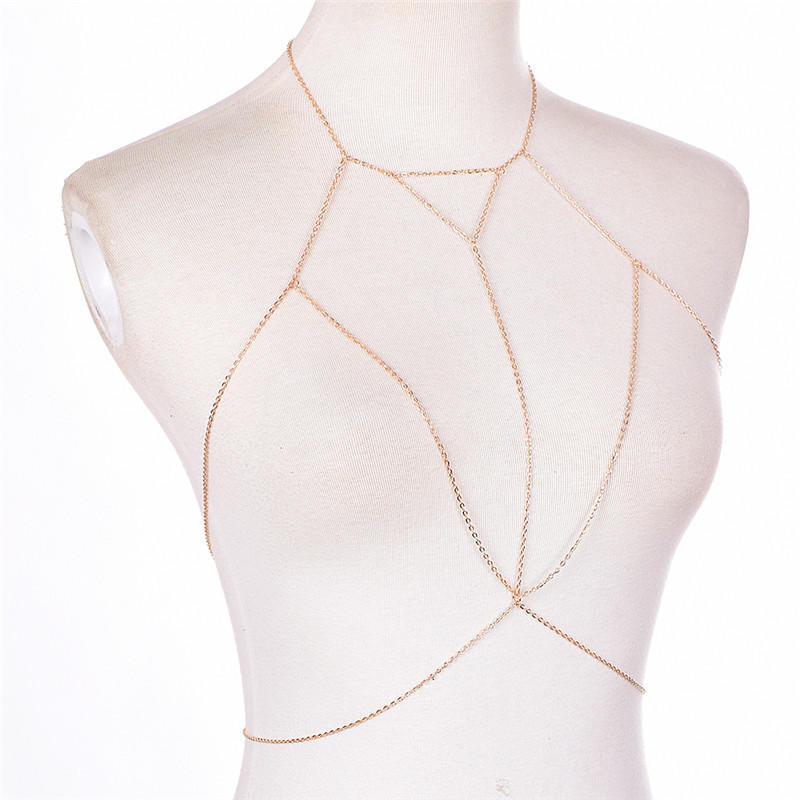 Retro Link Chain Bra Multilayer Sexy Beach Bikini Necklaces Body Chain Jewelry