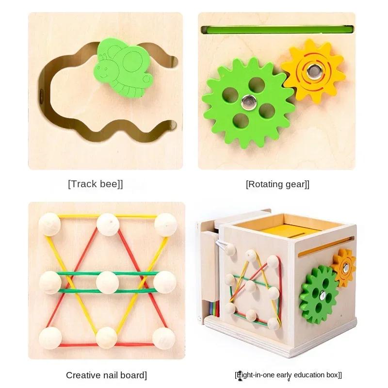8 In 1 Montessori Permanence Box Carrots Toys Child Wooden Shape Sorting Matching Educational Toys for Kid Over Age 1-Year-Old