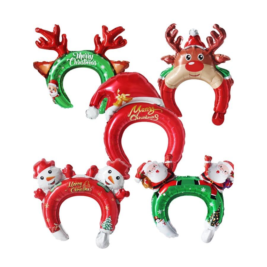 5pcs Christmas Hair Clasp Balloons Christmas Headdress Balloons Santa Claus Christmas Decorations Christmas Party Decorations