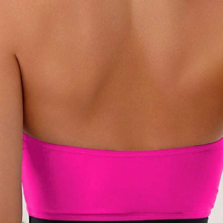 One Pieced Swimsuit for Women Breathable Swimwear Solid Color Contrasting Bathing Suit Beachwear Backless Design