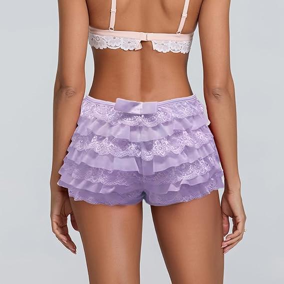2025 Euro Lace Layered Mini Skirt with Patchwork and Ultra-short Hot Pants – Spring Trend Style