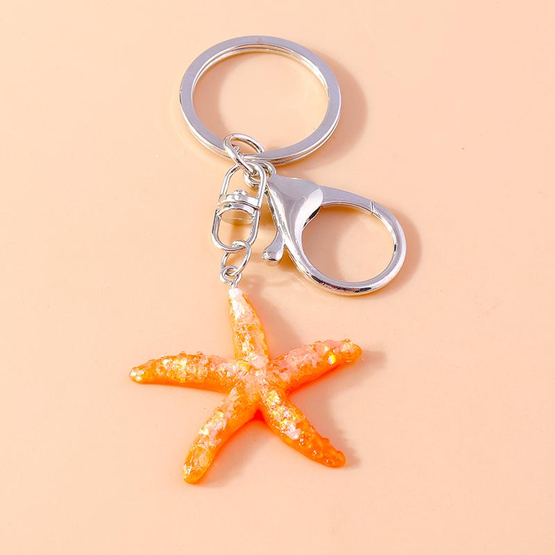 Cute Enamel Summer Beach Conch Shell Keychain Starfish Key Ring Pendant for Women Girls Handbag Decor DIY Handmade Jewelry Gift