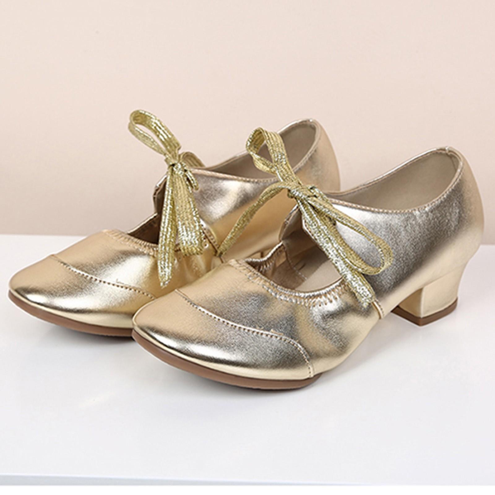 

Женская обувь для современных танцев Shallow Mouth Latin Dance Square Dance Shoes Low Top Soft 41 золотой