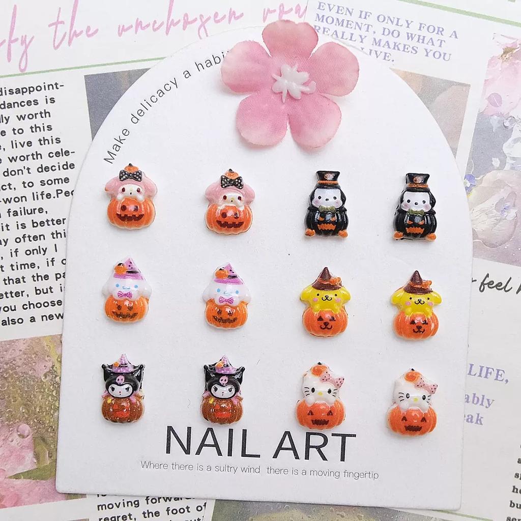 50Pcs New Mini Cartoon Cute Halloween Pumpkin Series Resin Flat Back Scrapbook Diy Nail Decoration Component Holiday Gifts A138