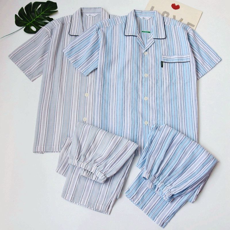 

Japanese Style Men s Woven Cotton Breathable Thin Short-Sleeved Trousers Plaid M
