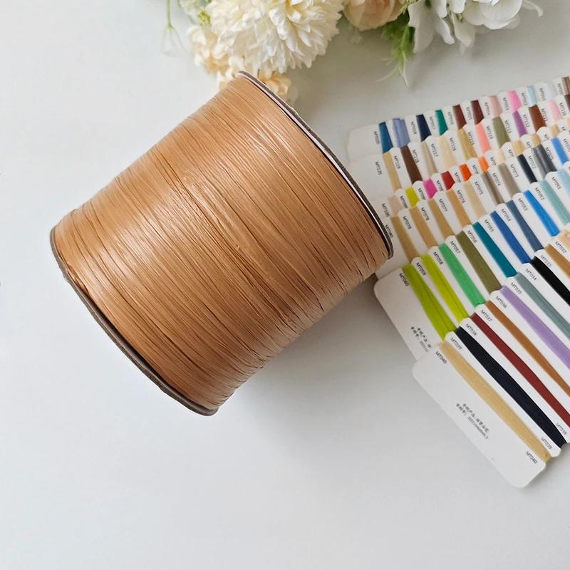 600M Raffia Strohgarn Häkelgarn für DIY Stricken Sommerstrohhut Handtaschen Kissen Handgeflochtenes Strohgarn