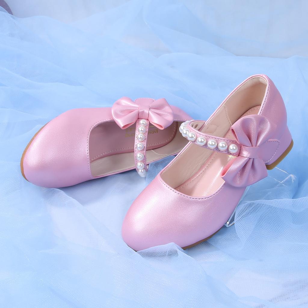 Girls' Soft-Soled Leather Shoes New Spring and Autumn Princess Dress Children's White Performance High Heels Little Girls' Single Shoes for
