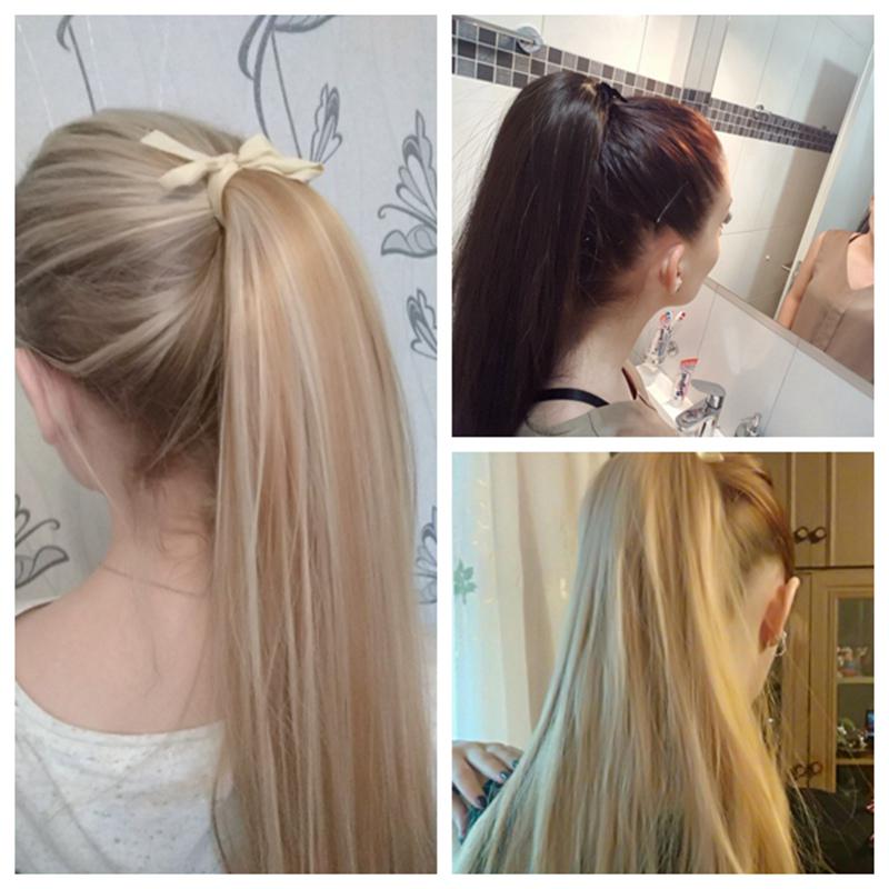 Μακρύ ίσιο κλιπ στην ουρά Ψεύτικα μαλλιά Αλογοουρά Κομμάκι με φουρκέτες Συνθετικές ίνες ανθεκτικές στη θερμότητα ίσια ουρά πόνυ