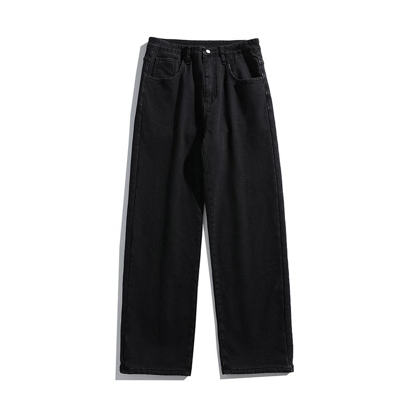 Pure Black Straight Jeans Men's Versatile Slim and Handsome Slim Pants