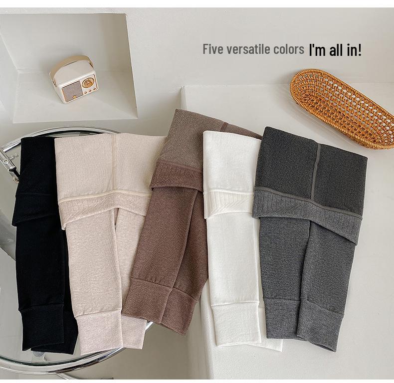 Korean Style Girls' Fleece-Lined Leggings: Thick, Warm Nine-Point Pants with Brushed Cotton Pantyhose for Autumn and Winter