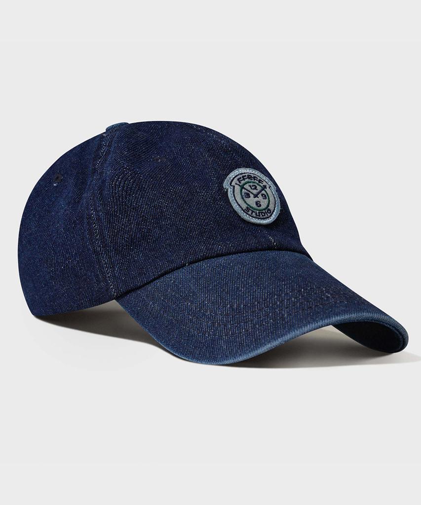 FFEFF STUDIO Vintage Washed Denim Wappen Ball Cap (Deep Blue)