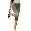 Women's Slim Fit Printed Ruched Capri Pants Elastic Waistband Stretchy Fabric Comfortable Fit Casual Bottoms for Daily Wear