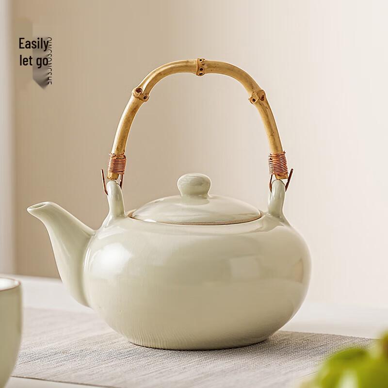 

Chinese Ru Kiln Ceramic Handle Teapot & Tea Set