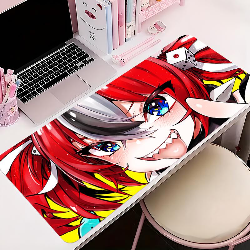 Mouse Pad Anime NonSlip Rubber Mousepad Office Desk Mat Gaming PC Accessories Large Gamer Hhololive Hakos Baelz Keyboard Mat