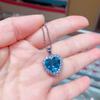 Heart of the Ocean Copper & Zircon Heart-Shaped Pendant Necklace - Women's Fashion Jewelry