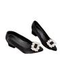 French rhinestone soft leather inner height increase 8cm single shoes women's 2025 new temperament pointed versatile shallow mouth high heels