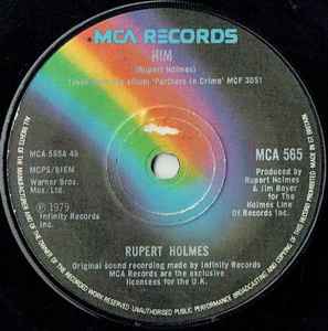 

7inch Record RUPERT HOLMES Him MCA565 MCA Records 1979 UK Rock Used