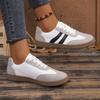 Women's Summer Breathable Low-Top Training Casual Sports Shoes, Soft-Soled Flat Versatile White Board Footwear.