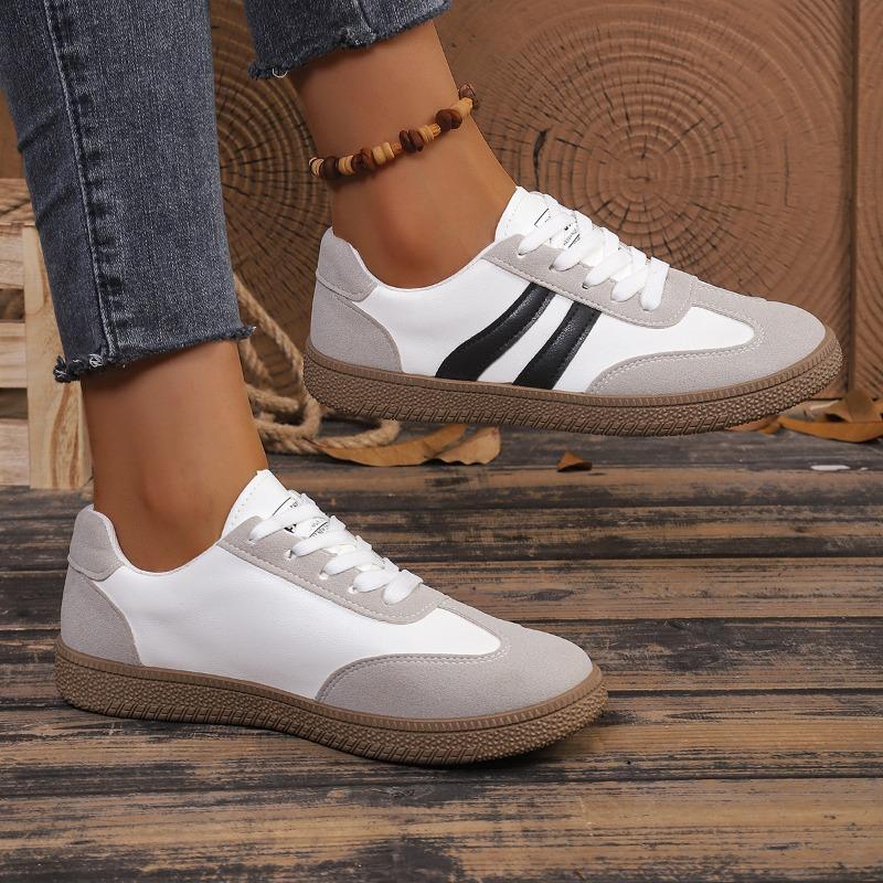 Women's Summer Breathable Low-Top Training Casual Sports Shoes, Soft-Soled Flat Versatile White Board Footwear.