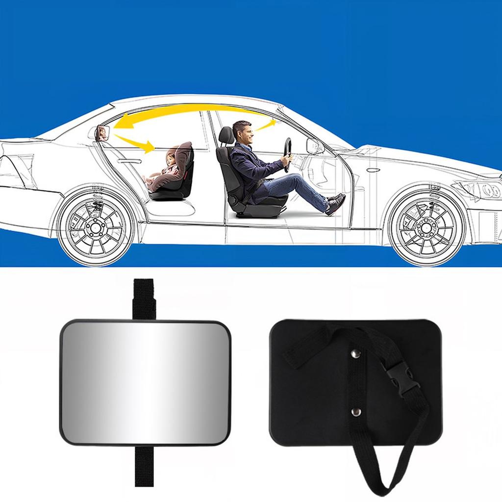 Baby Car Mirror for Rear Facing Infant with Wide View, Shatterproof, Adjustable, Safety and Stable, Crash Tested and Certified (Black)