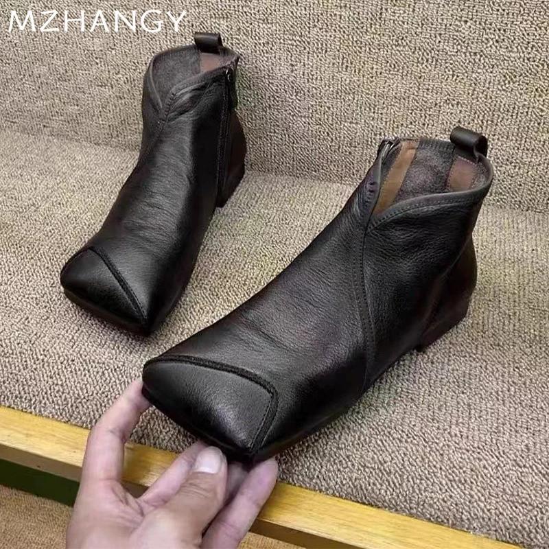 Módní dámské kotníkové boty s hranatou špičkou, ploché, designové boty pro ženy, trend 2025, módní chelsea boty, zimní nové tenisky, retro dámské boty