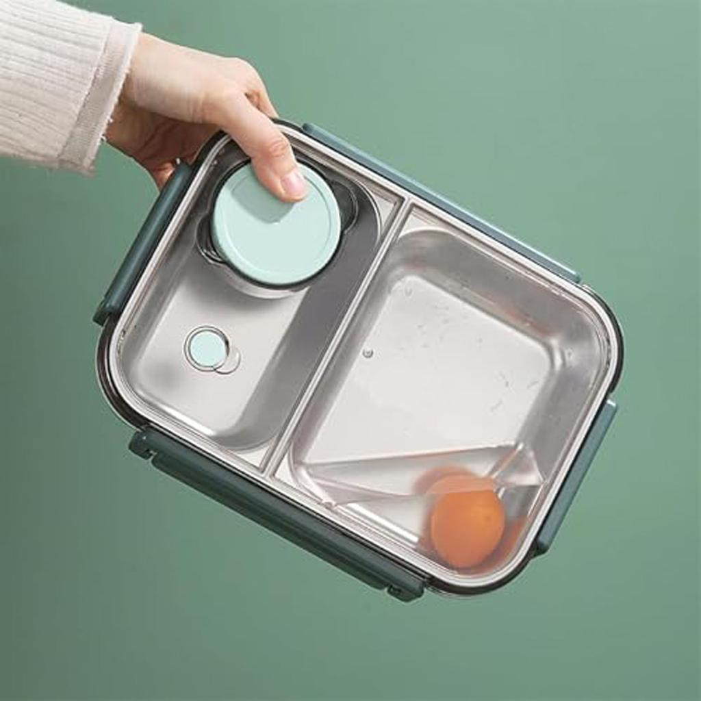 Boîte à lunch, Boîte à lunch portable en acier inoxydable, Avec vaisselle et compartiments séparés