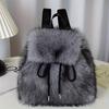1 Stück Eleganter Damen Rucksack aus Kunstfell - Verstellbarer Riemen, Kordelzugverschluss, Mehrfachtaschen-Design, Perfekt für Reisen & Freizeitgebrauch