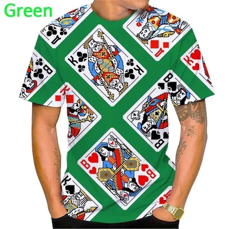 3D Print Playing Cards Pattern T-Shirts Personality Casual Round Neck Short Sleeves Hip Hop Men's T-shirts