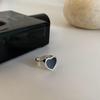 Xiaomi 925 Sterling Silver Geometric Irregular Black Heart Rings for Women Men Bohemian Retro Adjustable Open Antique Personality Ring