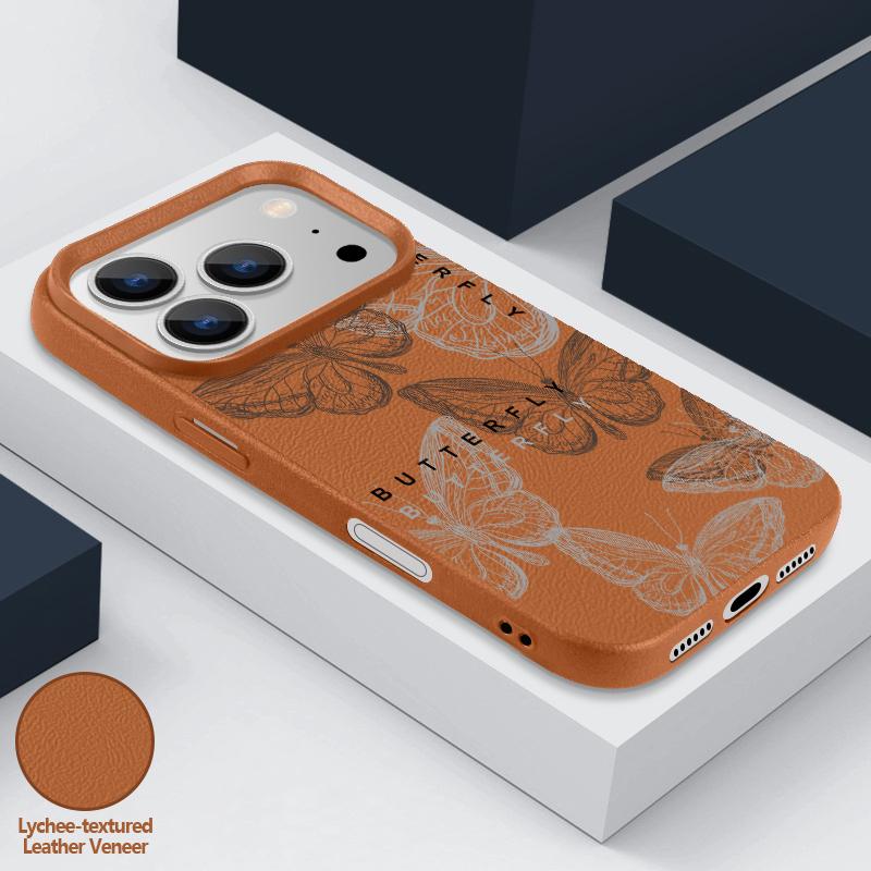 For iPhone 18 Pro Max Case Colorful Butterfly Leather Texture Silicone Cover For iPhone 17 16 15 14 13 Pro Max 16E 17E