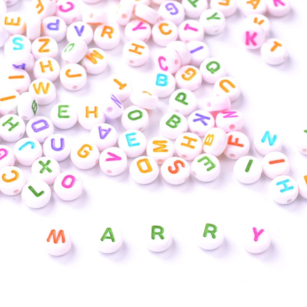 100pcs Multicolor Letter Alphabet Beads 4*7mm Round Acrylic Beads DIY Jewelry Accessories