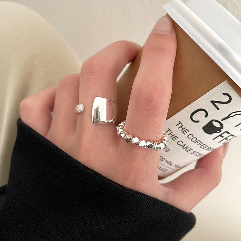 Korean Chic Style Adjustable Copper Geometric Ring For Women Elegant Fashion Accessory