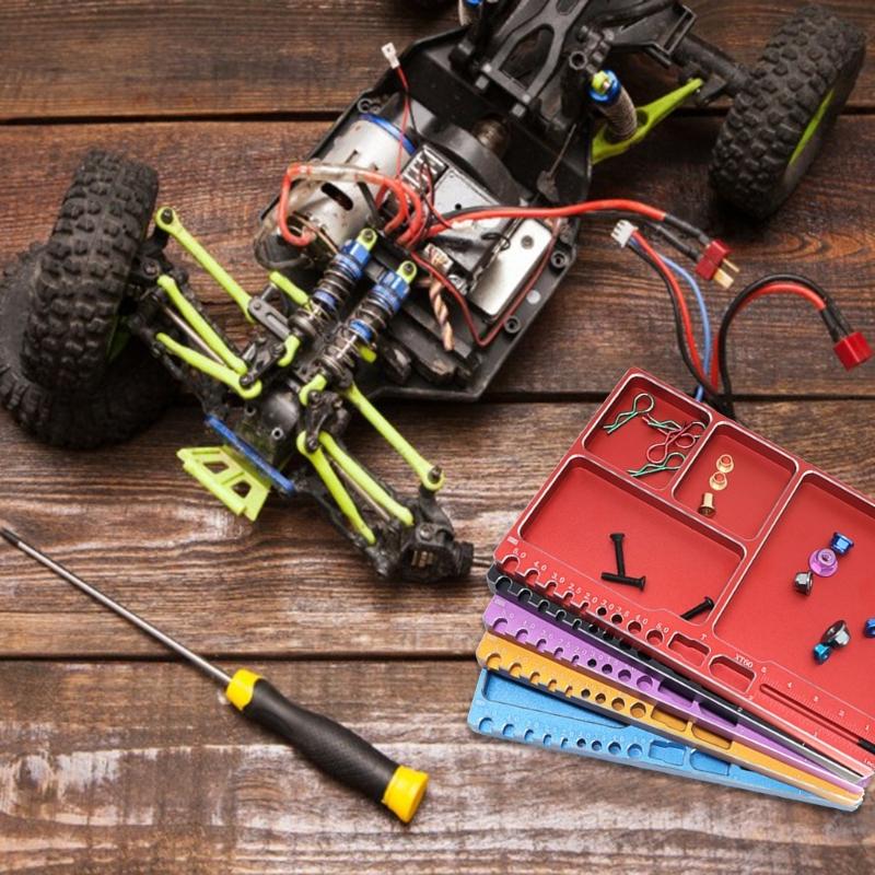 Screw Storage Tray Aluminum Alloy Screw Tray with Magnetic for RC Model Phone Repair Model Screw Plate Parts Accessories