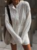 Women's Openwork Knit Crochet Two-Piece Set Casual Loose Trendy Outfit for Early Fall