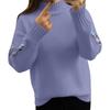Women's Semi High Neck Long Sleeved Knitted Sweater Top, Loose Embroidered Sweater