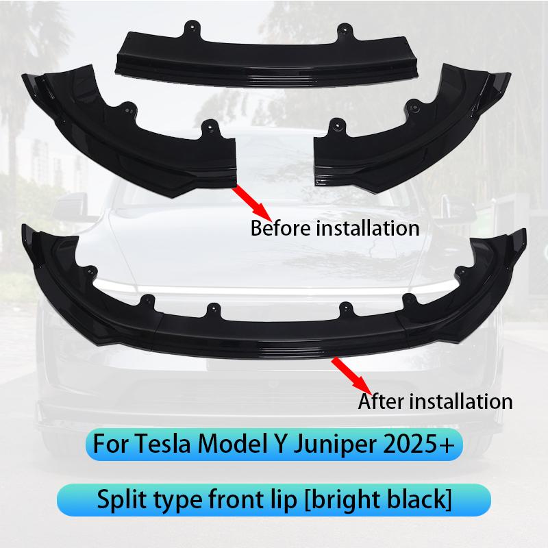 Front Bumper Front Lip Front Shovel Kit For Tesla New Model Y Juniper 2025+ Body Spoiler Splitter Segmented Front Bumper Kit
