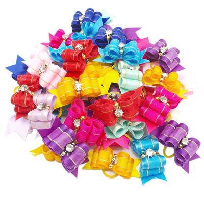 10Pcs/pack Pet with Rubber Band Hair Clips Rhinestone Products Grooming Accessories Puppy Small Dogs