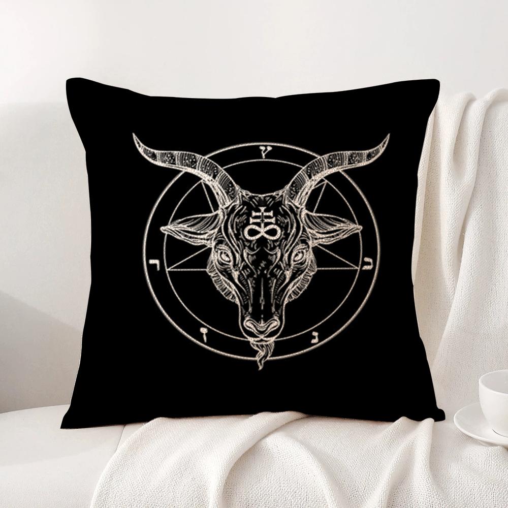P-Pentagramm 666 Dämonisch S-Satanisch Kissenbezug Natürliche Leinen Bio-Stoff Beidseitiger Druck Atmungsaktiv Für Heimdekoration