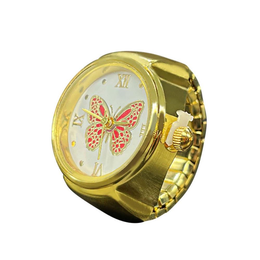 Butterfly Finger Ring Watch Creative Mini Trend Simple Versatile Fashion Time Men and Women Couple Ring Watch Pocket Watch