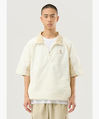 Lecoq Unisex Lightweight Woven Loose Fit Short Sleeve Anorak Jacket - Cream (Qq223Ljk42) (A Type)