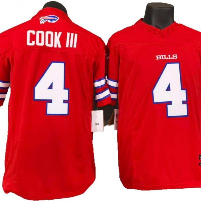 Buffalo Bills 4 Cook III Red NFL Football Jersey Mens Embroidered Team Uniform