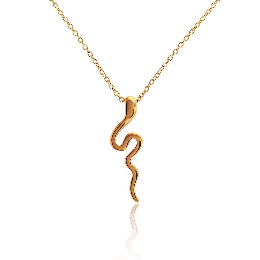 

Popular Geometric Irregular Smooth Ring Serpentine Pendant Clavicle Chain, Titanium Steel Gold Plated 18K