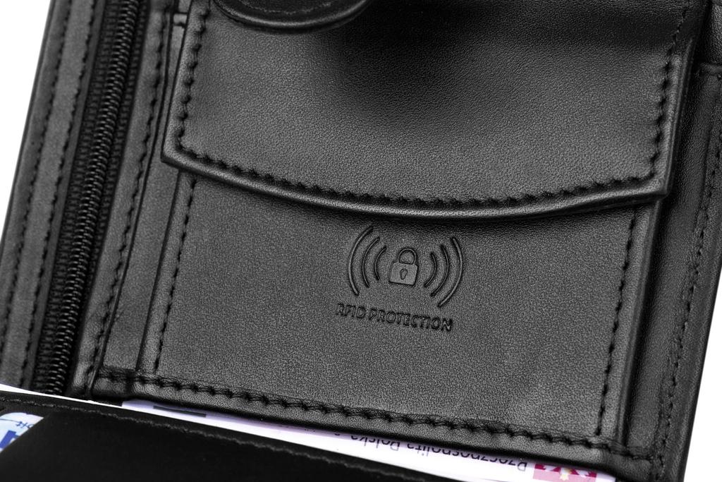 Men's Leather Wallet Kaletnik Szaniec Black Matte
