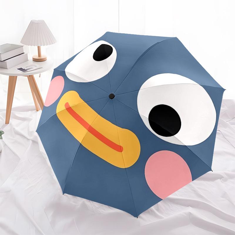 1 Stück Süßes Gesicht Öffnen/Schließen Faltbarer Regenschirm, All- tragbarer Regenschirm für & Männer, Stilvolles Accessoire (Weihnachtsgeschenk) 8-Rippen yy251213181