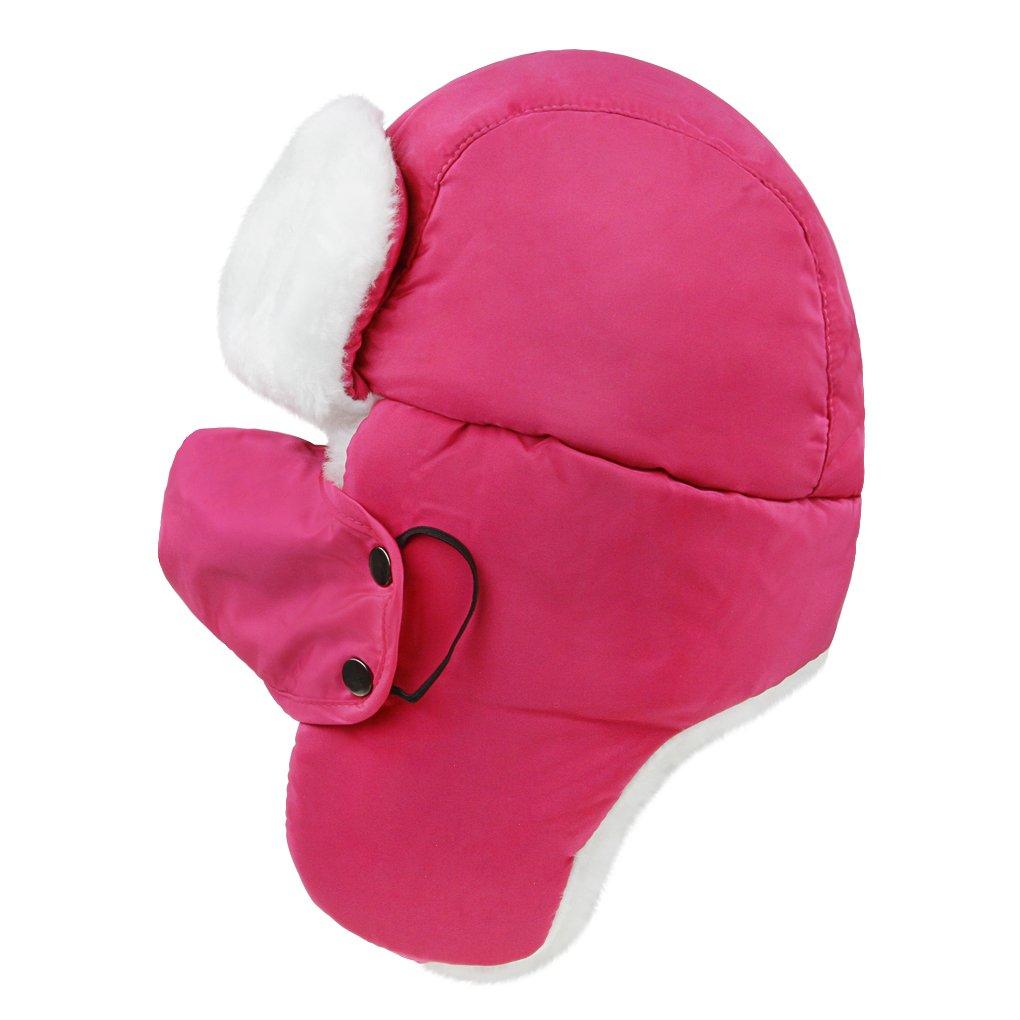 Chapéu de Piloto de Inverno com Protetor de Orelha e À Prova de Vento para Meninos e Rosa para Esportes de Inverno e Atividades ao Ar Livre Abas para Crianças, Meninas, Vermelho,