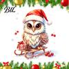 Outdoor Holiday Window Art Christmas Owl Static Cling Decal, Waterproof PVC Decorative Sticker, Easy Seasonal Festive Wall Apply Sticker for