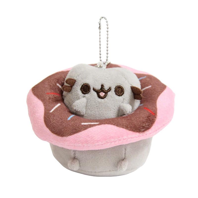Summer Series Gray Cat Plush Toy Keychain With Float Ring For Kids And Teens
