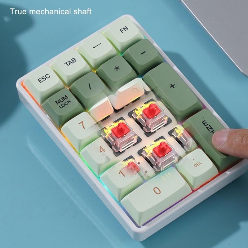 21 Key Numeric Keypad Ergonomic Lightweight Digital Keyboard Corded Bluetooth-compatible 2.4G Wireless Number Keypad