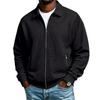 Men's Waffle Knit Full Zip Jacket Lapel Collar Long Sleeve Casual Lightweight Coat with Zipper Pockets for Spring and Fall Daily Wear